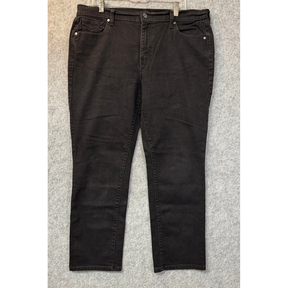 Levi Strauss Gold Label Womens Straight Leg Jeans Black Denim Size 18M